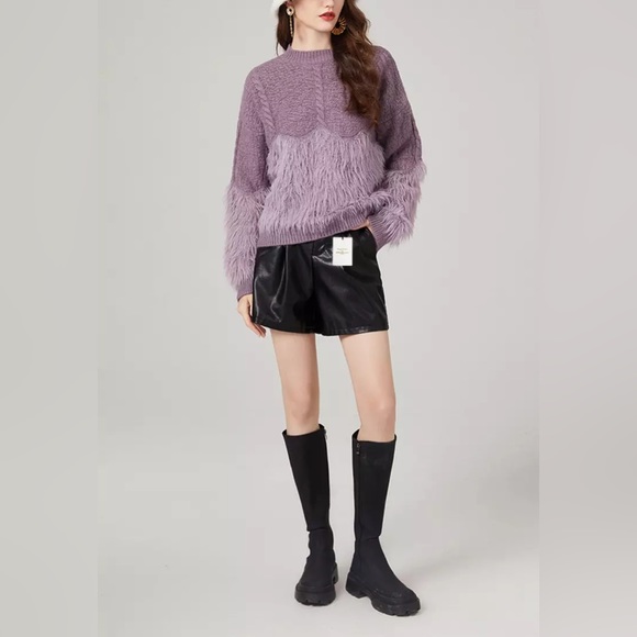 #175 Mink Cashmere Knitted Fur Stitching Twists Pullovers Winter Soft Sweaters - Picture 3 of 15